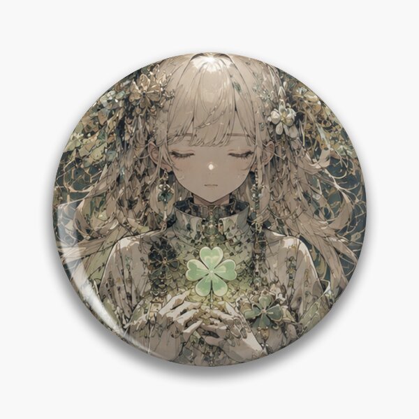Item preview, Green Anime Fantasy Art with Celestial Clover designed and sold by Japan-kanji-ya.