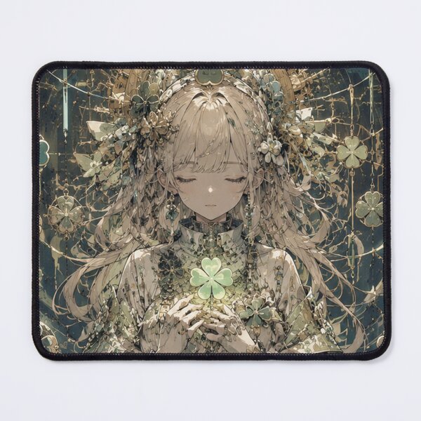 Item preview, Green Anime Fantasy Art with Celestial Clover designed and sold by Japan-kanji-ya.