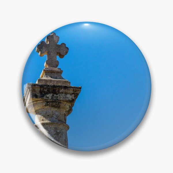 Item preview, Stone Cross on Historic Column Against Clear Blue Sky, Religious Monument Detail designed and sold by Nmallia.