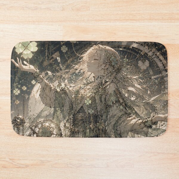Item preview, Green Anime Fantasy Art with Celestial Clover designed and sold by Japan-kanji-ya.