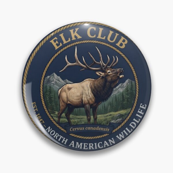 Item preview, Elk Club Vintage Badge North American Wildlife designed and sold by CalmCapy Co.