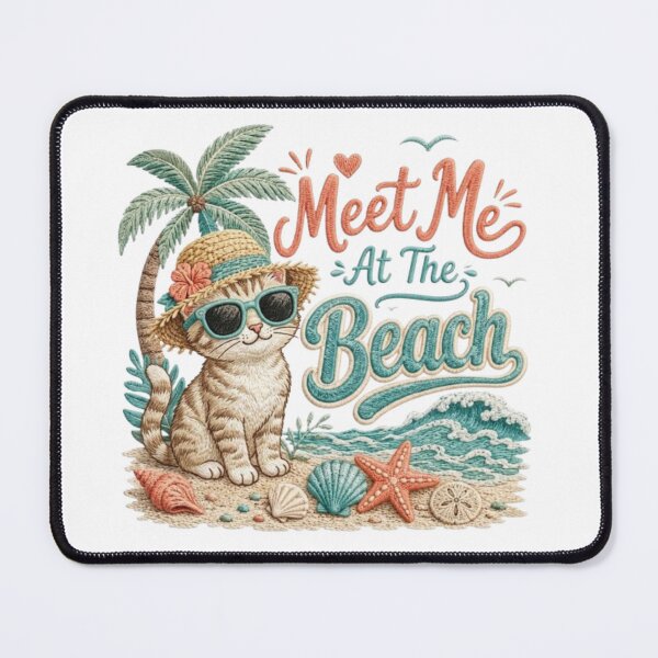 Item preview, Meet Me at the Beach | Cute Summer Cat Beach Illustration designed and sold by PixelStyle Studio.