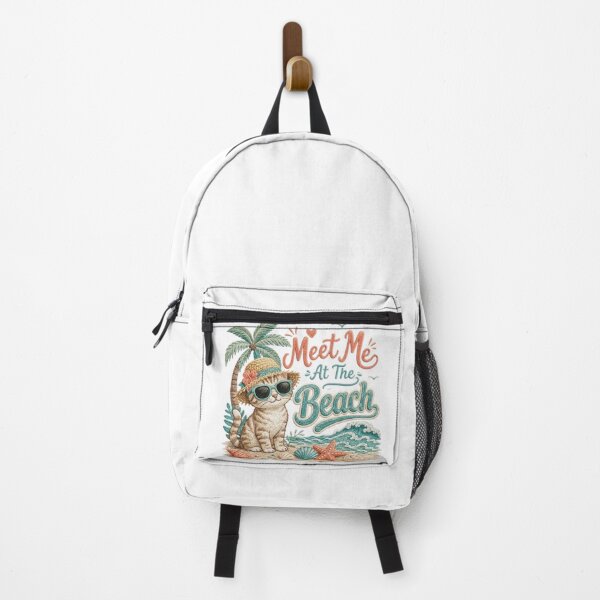 Item preview, Meet Me at the Beach | Cute Summer Cat Beach Illustration designed and sold by PixelStyle Studio.