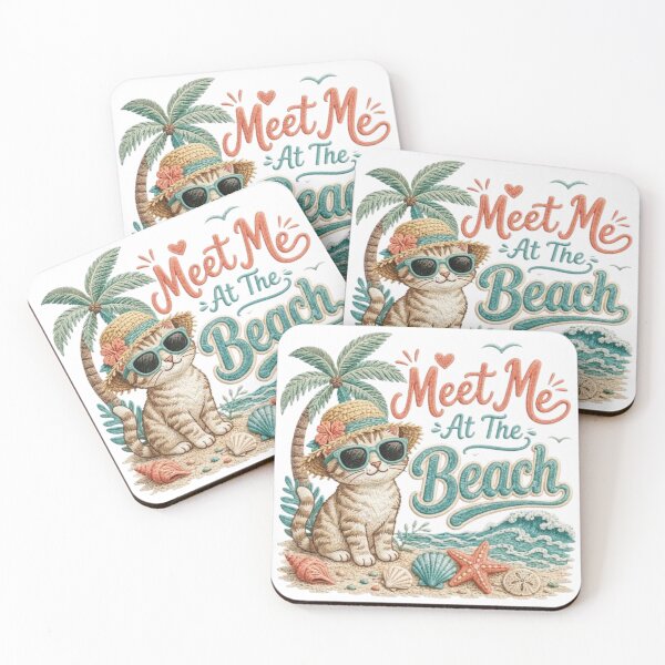 Item preview, Meet Me at the Beach | Cute Summer Cat Beach Illustration designed and sold by PixelStyle Studio.