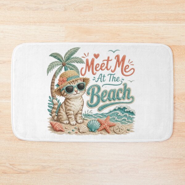 Item preview, Meet Me at the Beach | Cute Summer Cat Beach Illustration designed and sold by PixelStyle Studio.