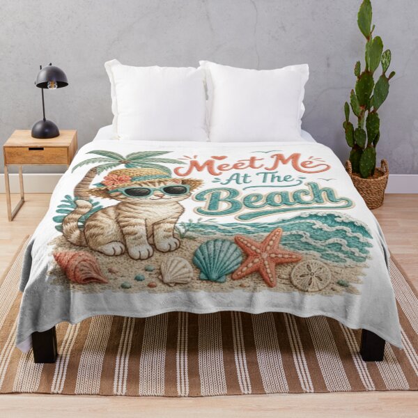 Item preview, Meet Me at the Beach | Cute Summer Cat Beach Illustration designed and sold by PixelStyle Studio.