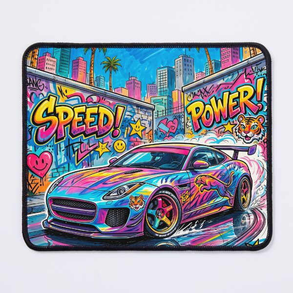 Item preview, Widebody Grand Tourer Drifting Through Vibrant Neon Cityscape designed and sold by RevUpDesign.