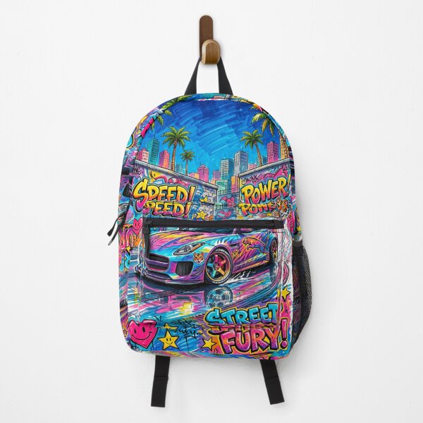 Item preview, Widebody Grand Tourer Drifting Through Vibrant Neon Cityscape designed and sold by RevUpDesign.