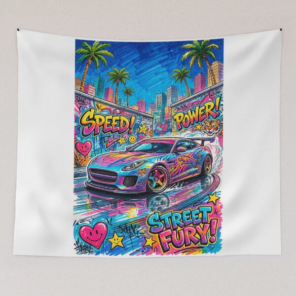 Item preview, Widebody Grand Tourer Drifting Through Vibrant Neon Cityscape designed and sold by RevUpDesign.
