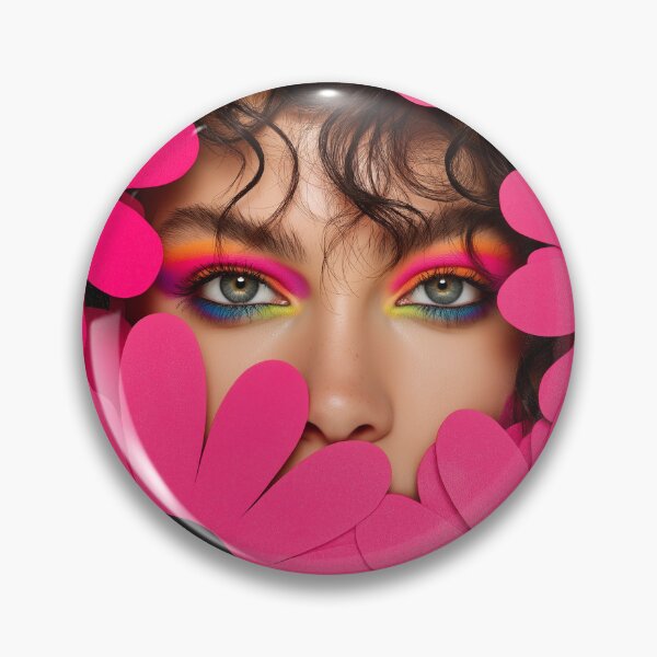Item preview, Floral portrait of a girl with rainbow eye makeup and word grow designed and sold by Stardust Closet.