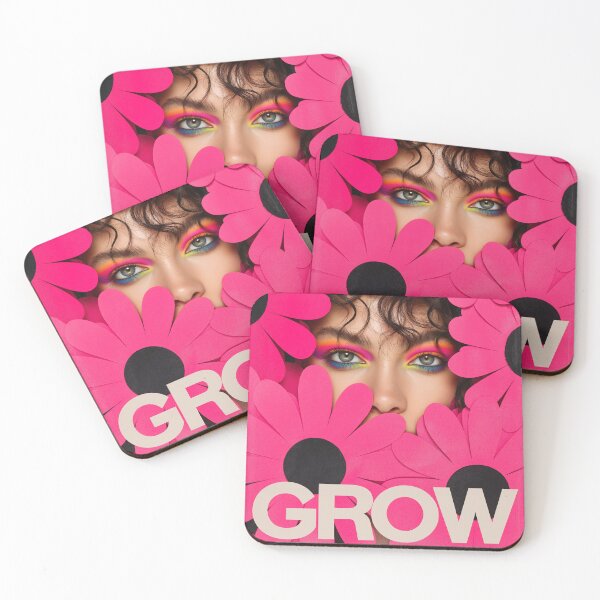Item preview, Floral portrait of a girl with rainbow eye makeup and word grow designed and sold by Stardust Closet.