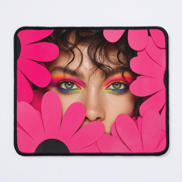 Item preview, Floral portrait of a girl with rainbow eye makeup and word grow designed and sold by Stardust Closet.
