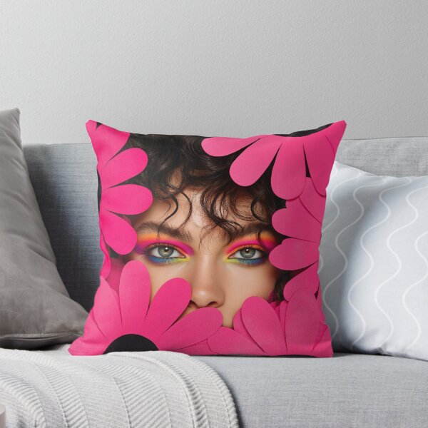 Item preview, Floral portrait of a girl with rainbow eye makeup and word grow designed and sold by Stardust Closet.