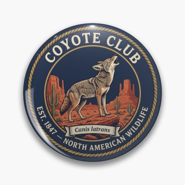 Item preview, Coyote Club Vintage Badge North American Wildlife designed and sold by CalmCapy Co.