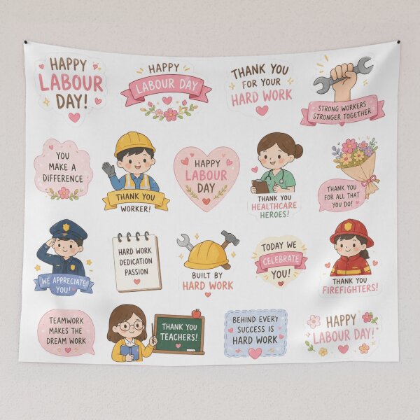 Item preview, A collage of small labor day graphics designed and sold by ellinnur.