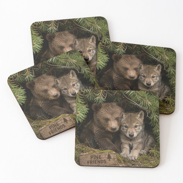 Item preview, Cute Bear Wolf Cub Pine Friends Forest Animals designed and sold by BagFactoryUK.