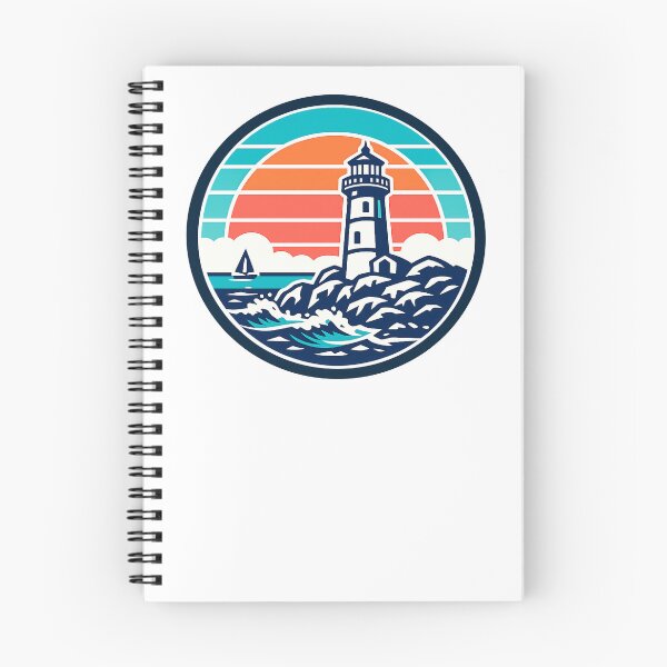 Item preview, Vintage Ocean Lighthouse Logo | Retro Coastal Sailing & Nautical Design designed and sold by Timber-Trail.