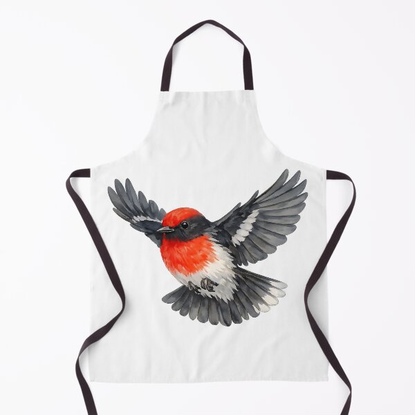Item preview, Red-capped Robin Watercolour Bird Art designed and sold by Jaruart.