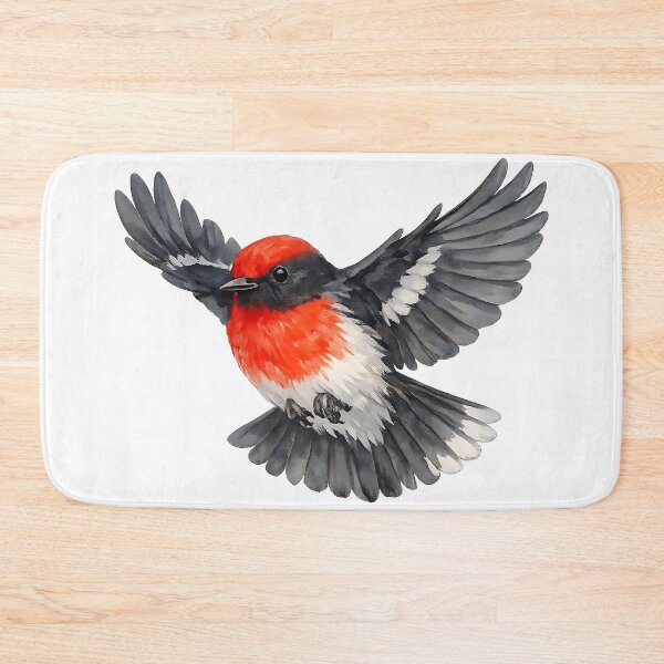 Item preview, Red-capped Robin Watercolour Bird Art designed and sold by Jaruart.