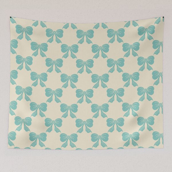 Item preview, Medium Fresh Coquette Bow Toile Mint Cream Pattern designed and sold by DColourMuse.