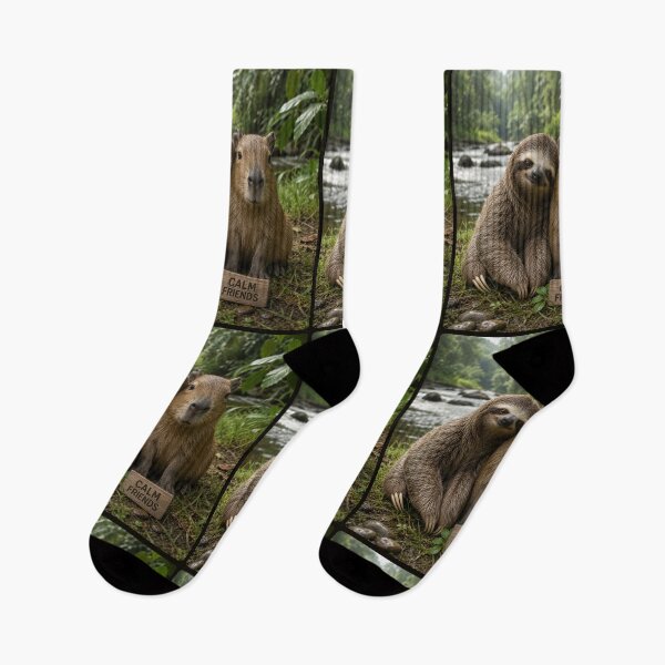 Item preview, Calm Friends Sloth and Capybara Jungle Animals designed and sold by BagFactoryUK.