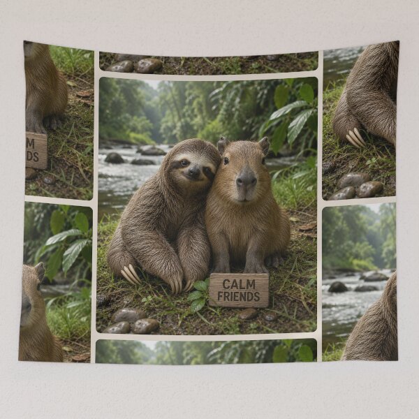 Item preview, Calm Friends Sloth and Capybara Jungle Animals designed and sold by BagFactoryUK.