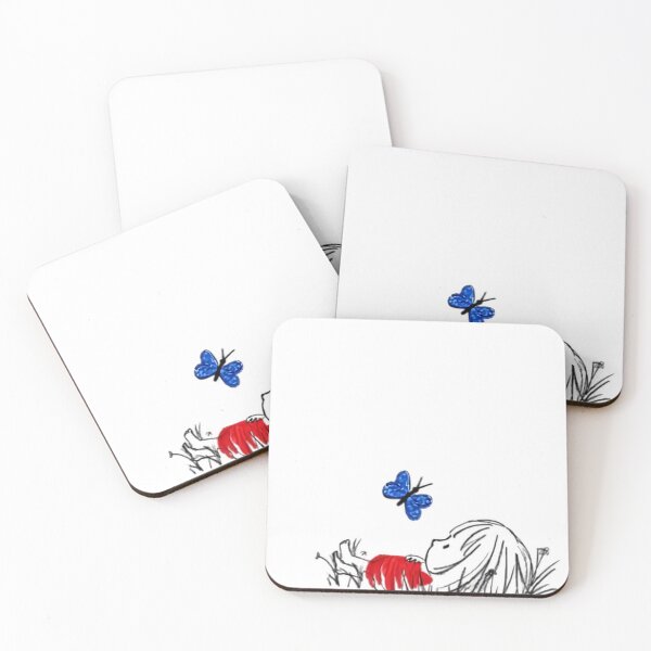Item preview, Minimalist Red Creature with Blue Butterfly Sketch designed and sold by Lovely Elen.