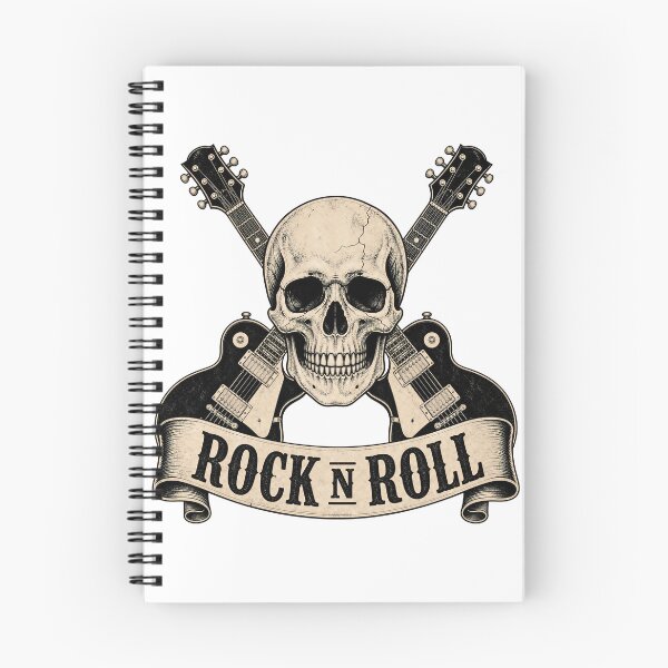 Item preview, Vintage Rock and Roll Skull with Crossed Guitars designed and sold by FrozenPolarBear.