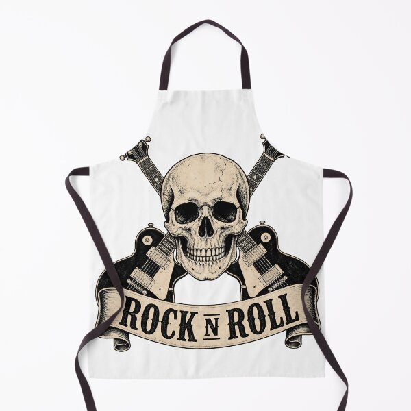 Item preview, Vintage Rock and Roll Skull with Crossed Guitars designed and sold by FrozenPolarBear.
