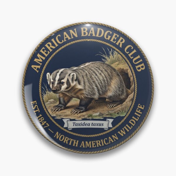 Item preview, American Badger Club Vintage Badge North American Wildlife designed and sold by CalmCapy Co.