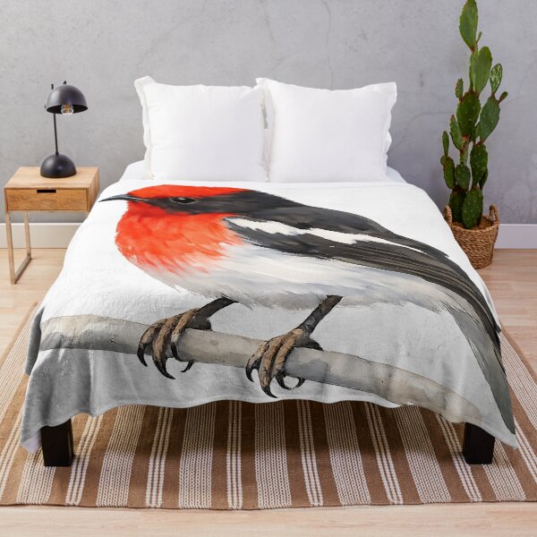 Item preview, Scarlet Red-capped Robin Watercolour Painting designed and sold by Jaruart.