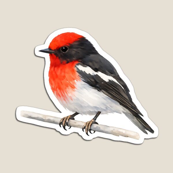 Item preview, Scarlet Red-capped Robin Watercolour Painting designed and sold by Jaruart.