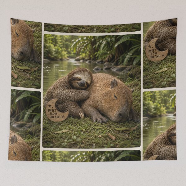 Item preview, Cute Sloth Capybara Sweet Slow Dreams Napping designed and sold by BagFactoryUK.