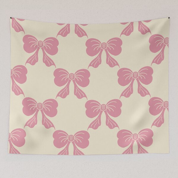 Item preview, Large Sweet Coquette Bow Toile Pink Cream Pattern designed and sold by DColourMuse.