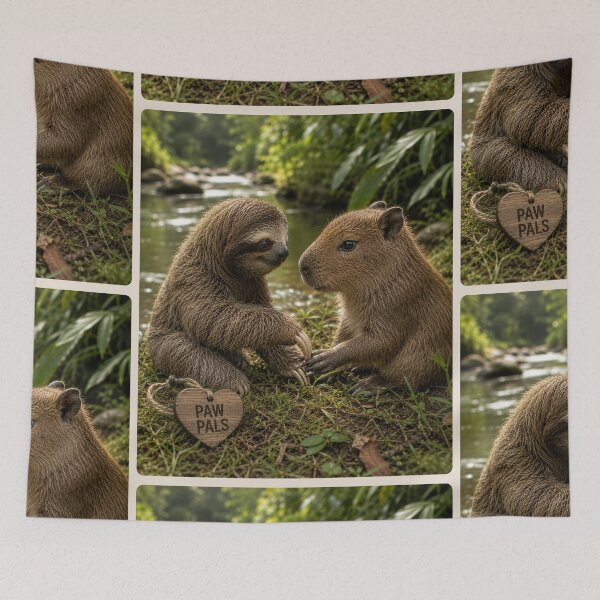 Item preview, Paw Pals Sloth Capybara Cute Animal Friends designed and sold by BagFactoryUK.
