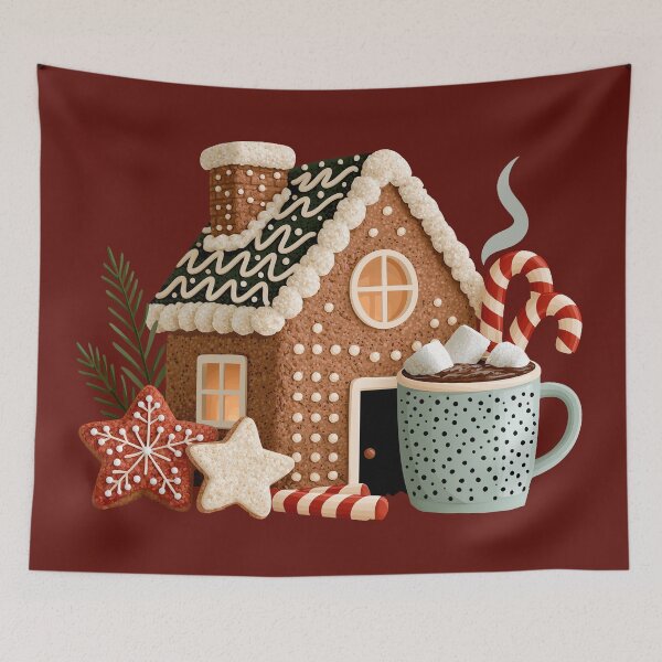 Item preview, Cozy Christmas Gingerbread House and Hot Chocolate designed and sold by colorful-white.