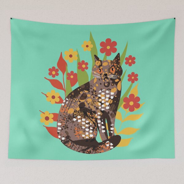 Item preview, Floral Tortoiseshell Cat  designed and sold by IvysCreativityHouse.