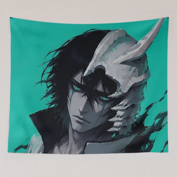 Item preview, Ulquiorra | Dark Hollow Mask Anime Warrior | Gothic Fantasy Demon Portrait | Emerald Eyes Manga Inspired Digital Art designed and sold by Dyan4.