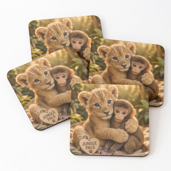 Item preview, Cute Jungle Pals Lion Cub Monkey Hugging FriendsCopy of One Of Us Cat and Dogs Pet Family Inclusion designed and sold by BagFactoryUK.