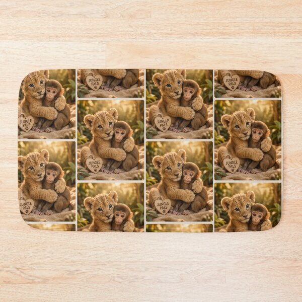 Item preview, Cute Jungle Pals Lion Cub Monkey Hugging FriendsCopy of One Of Us Cat and Dogs Pet Family Inclusion designed and sold by BagFactoryUK.