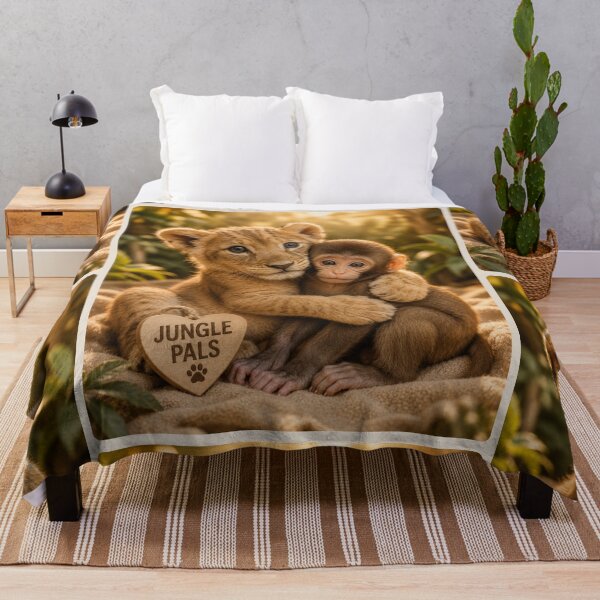 Item preview, Cute Jungle Pals Lion Cub Monkey Hugging FriendsCopy of One Of Us Cat and Dogs Pet Family Inclusion designed and sold by BagFactoryUK.
