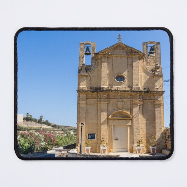 Item preview, Historic Stone Chapel With Bell Towers And Mediterranean Blue Sky Over Quiet Country Road designed and sold by Nmallia.