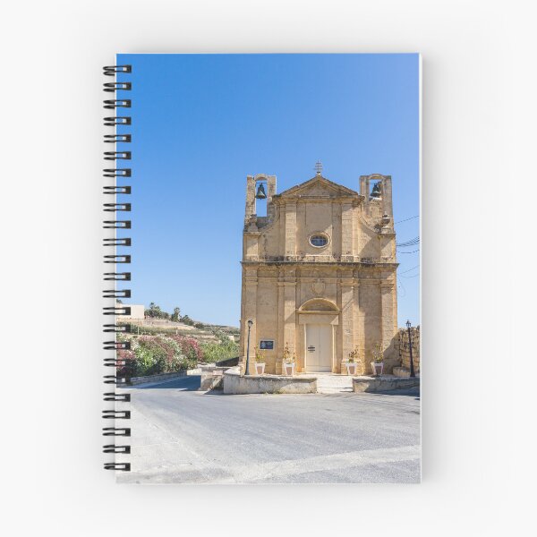 Item preview, Historic Stone Chapel With Bell Towers And Mediterranean Blue Sky Over Quiet Country Road designed and sold by Nmallia.