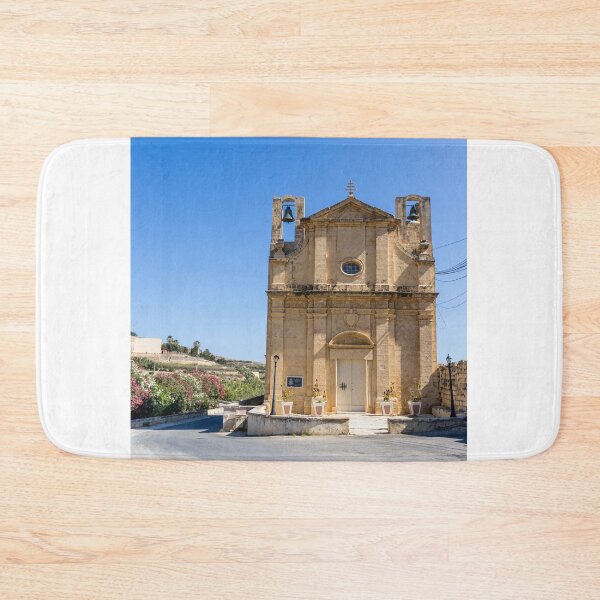 Item preview, Historic Stone Chapel With Bell Towers And Mediterranean Blue Sky Over Quiet Country Road designed and sold by Nmallia.