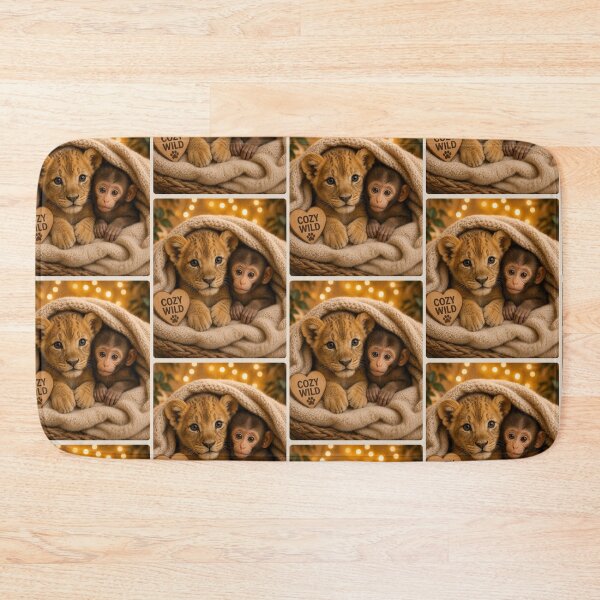 Item preview, Cozy Wild Baby Lion Cub Monkey Snuggle Friends designed and sold by BagFactoryUK.