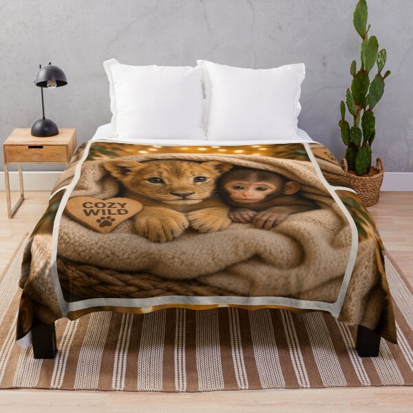 Item preview, Cozy Wild Baby Lion Cub Monkey Snuggle Friends designed and sold by BagFactoryUK.