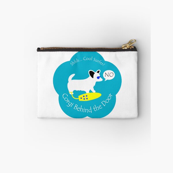 Item preview, Funny Corgi Cool Surfer Behind the Door Blue Base designed and sold by Na7nasColorShop.