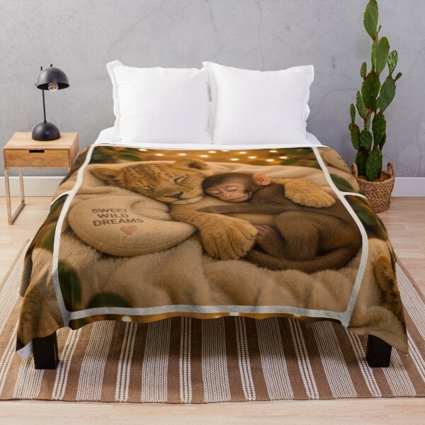 Item preview, Sweet Wild Dreams Lion Cub Monkey Cuddle Sleep designed and sold by BagFactoryUK.