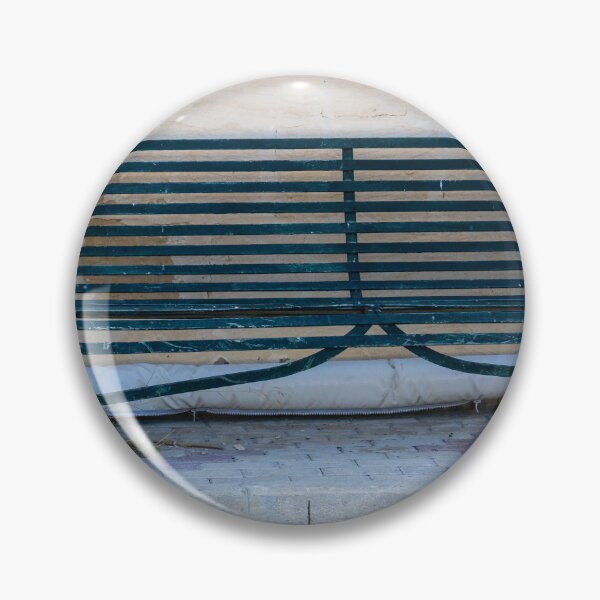 Item preview, Weathered Green Bench Against Aged Wall On Quiet Urban Sidewalk designed and sold by Nmallia.