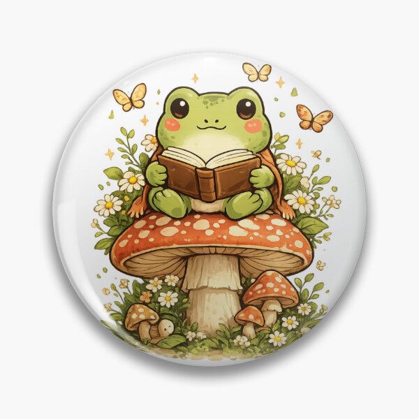 Item preview, Cute Frog Reading Book on Mushroom designed and sold by Bloomelle Studio.